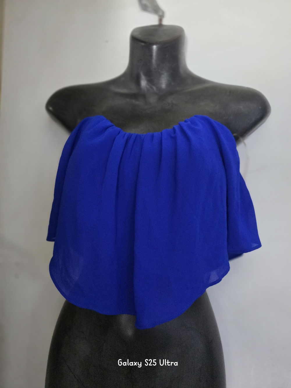 Off-Shoulder Chiffon Crop Top - Royal Blue